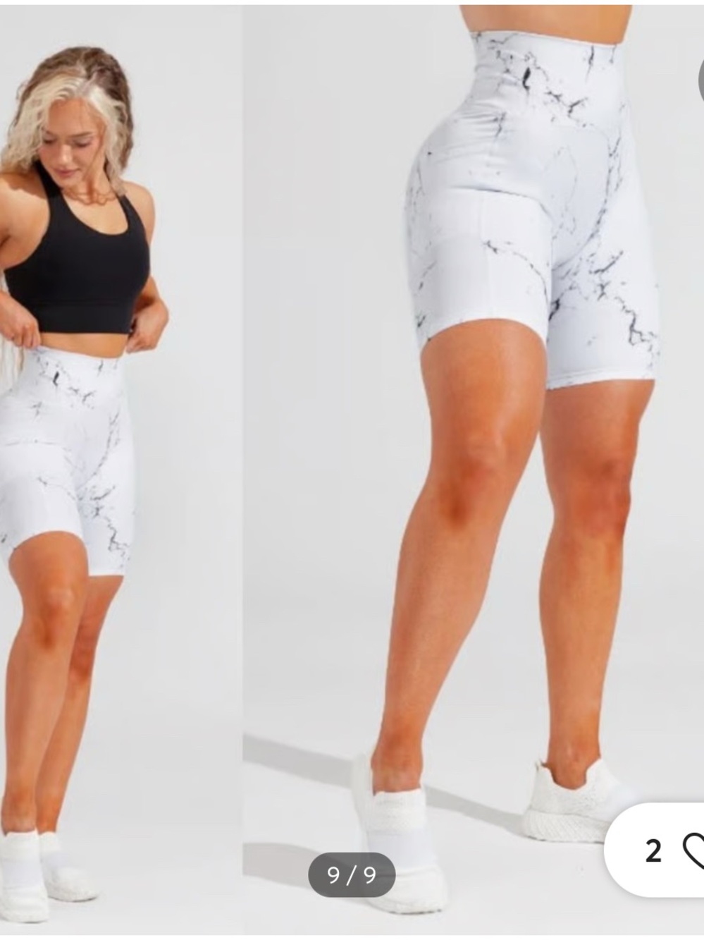 ♠️BuffBunny Limitless White Marble High-Waist Bike Shorts ♠️ Med
